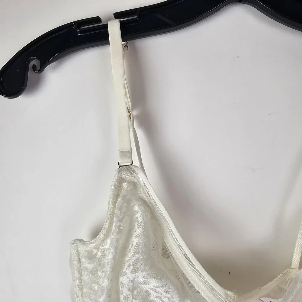 Auden Sheer Cream Ivory Bra Demi Coverage Unlined Underwire Size 32A Mesh
